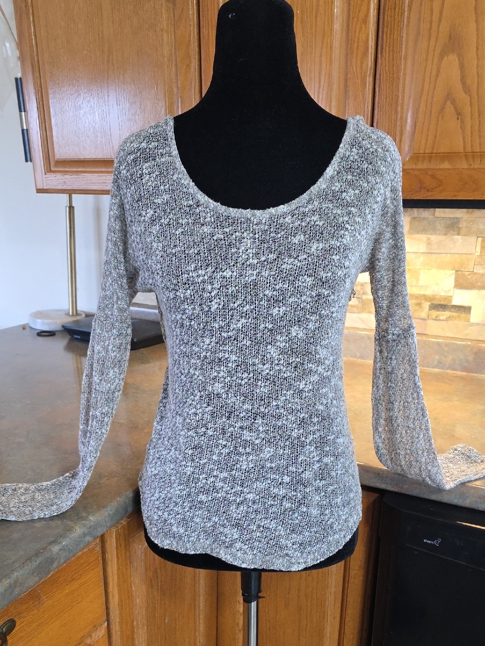 Charlotte Russe Gray Marled Scoop Neck Knit Top